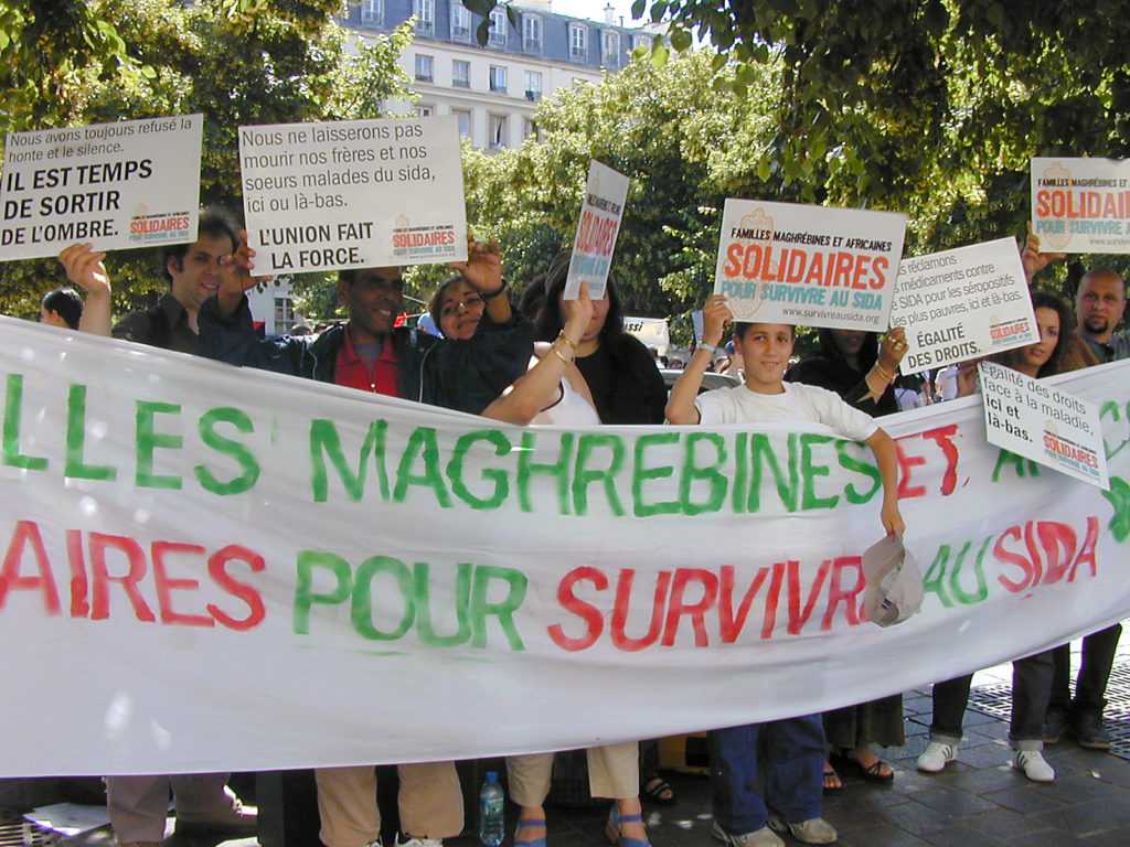 First public demonstration by Arab and African families facing HIV in France in 2002 (Photo: Reda Sadki)