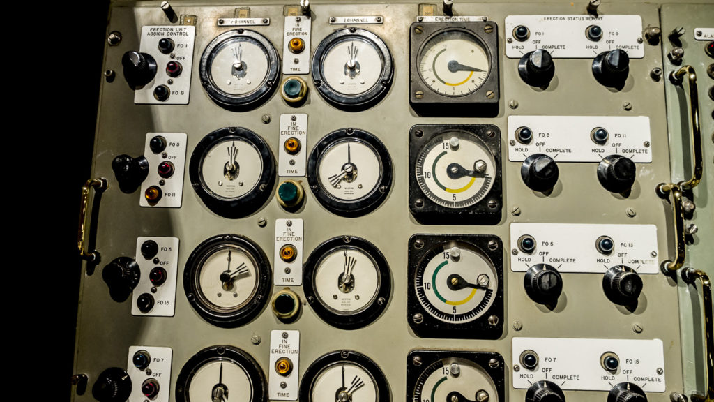 Submarine control panel. Bowfin Submarine Museum, Pearl Harbor. Personal collection.