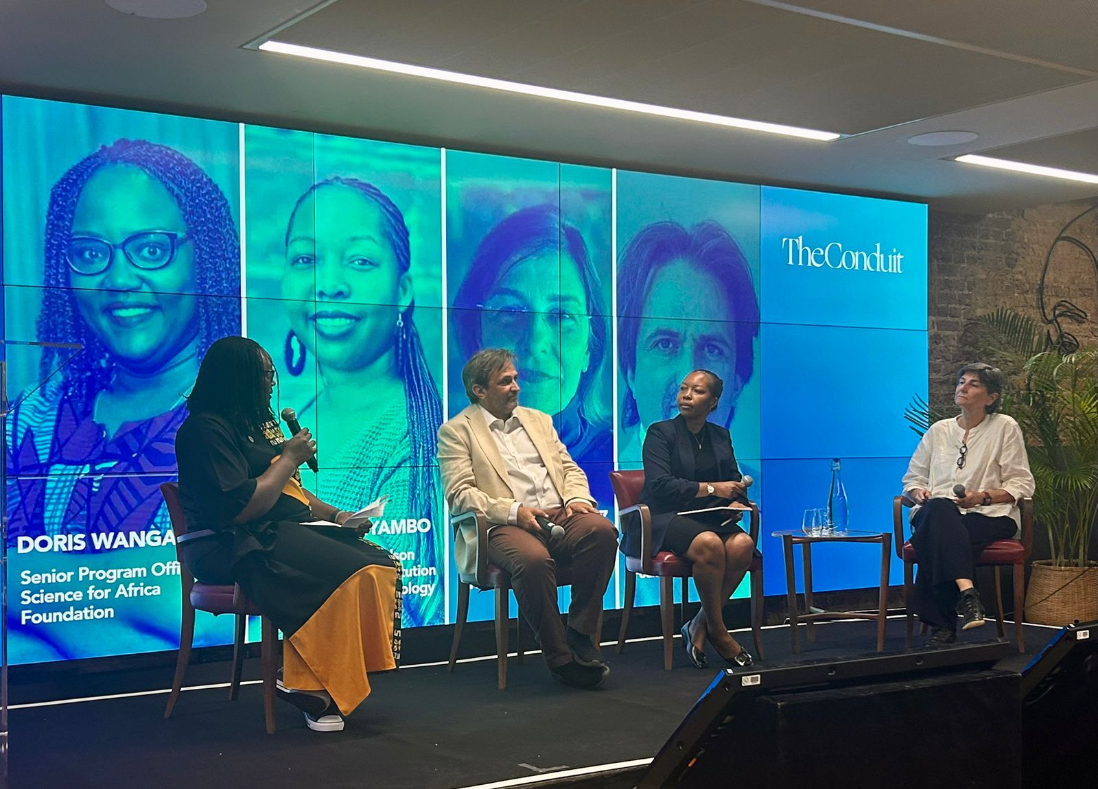 Reda Sadki speaking on a panel at The Conduit in London at the Nexa climate and health funding announcement, June 2026